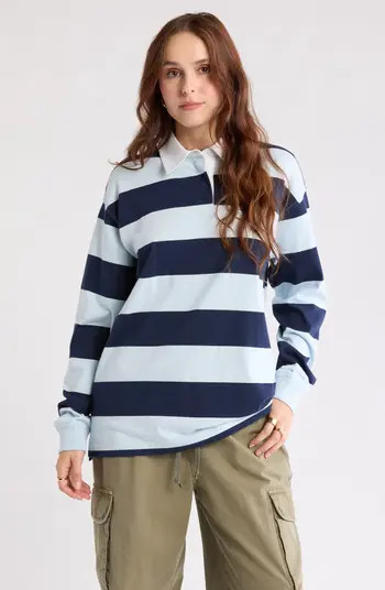 Abound Oversize Rugby Stripe Long SLeeve Polo | Nordstromrack | Nordstrom Rack