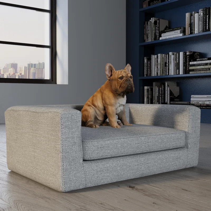 Elegant Upholstery Dog Sofa Bed – 40" L x 26.5" W x 14.5" H, Gray, with Removable Cover – Sty... | Wayfair North America