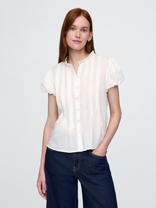 Bubble-Sleeve Pintuck Top | Gap (US)