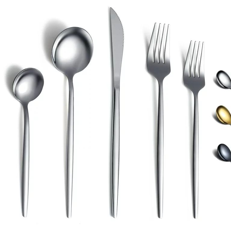 ReaNea Silverware Set 20 Pieces, Stainless Steel Flatware Set Cutlery Set Utensil Sets Service fo... | Walmart (US)