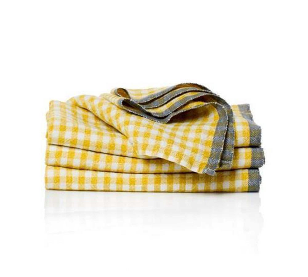 Caravan Gingham Linen Napkins, Set of 4 - Natural/Dijon | Pottery Barn (US)