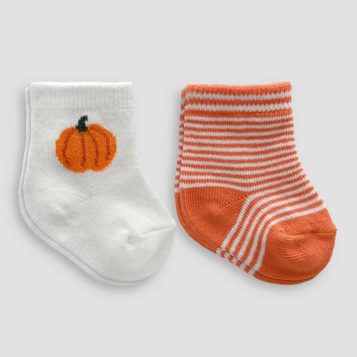 Carter's Just One You® Baby 2pk Halloween Pumpkin and Striped Crew Socks - Orange | Target