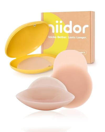 Niidor Nipple Covers for Women with Lift- Silicone Reusable Pasties Breast Petals No Show Under Any Oufit for All Day Comfort Camel 11CM Medium | Amazon (US)