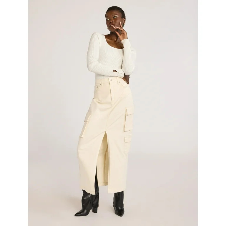 Scoop Women's Denim Cargo Maxi Skirt, Sizes 0-18 - Walmart.com | Walmart (US)