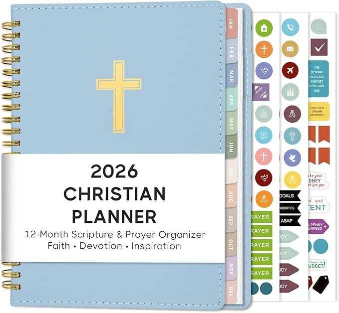 2026 Christian Planner, Bible Planner & Prayer Journal A5 Spiral Bound, Weekly & Monthly Faith Pl... | Amazon (US)
