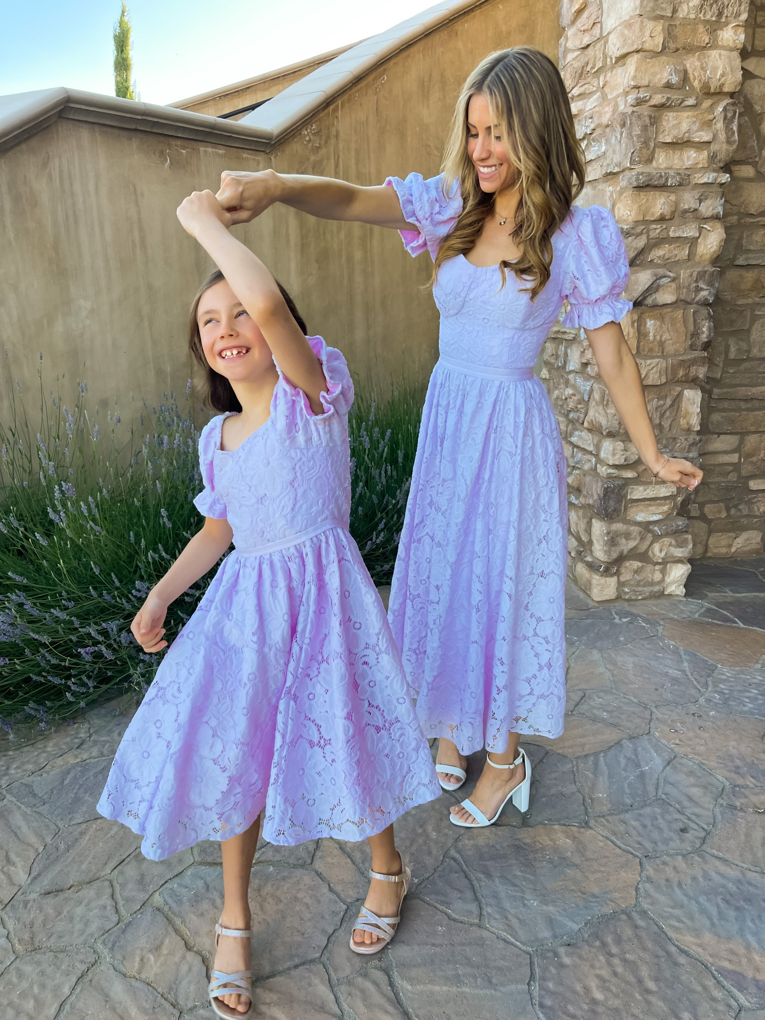 Lilac lace mommy and me dresses. I’m wearing an XXS and Madison is wearing a size 8.

www.livingbarelyblonde.com

#mommyandme #familydresses #weddingguest #mididress #weddingootd #weddingoutfit #lacedress

#LTKshoecrush #LTKfamily #LTKkids
