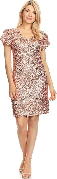 ANNA-KACI Womens Sexy Short Sleeve Sequin Bodycon Mini Cocktail Party Club Dress | Amazon (CA)