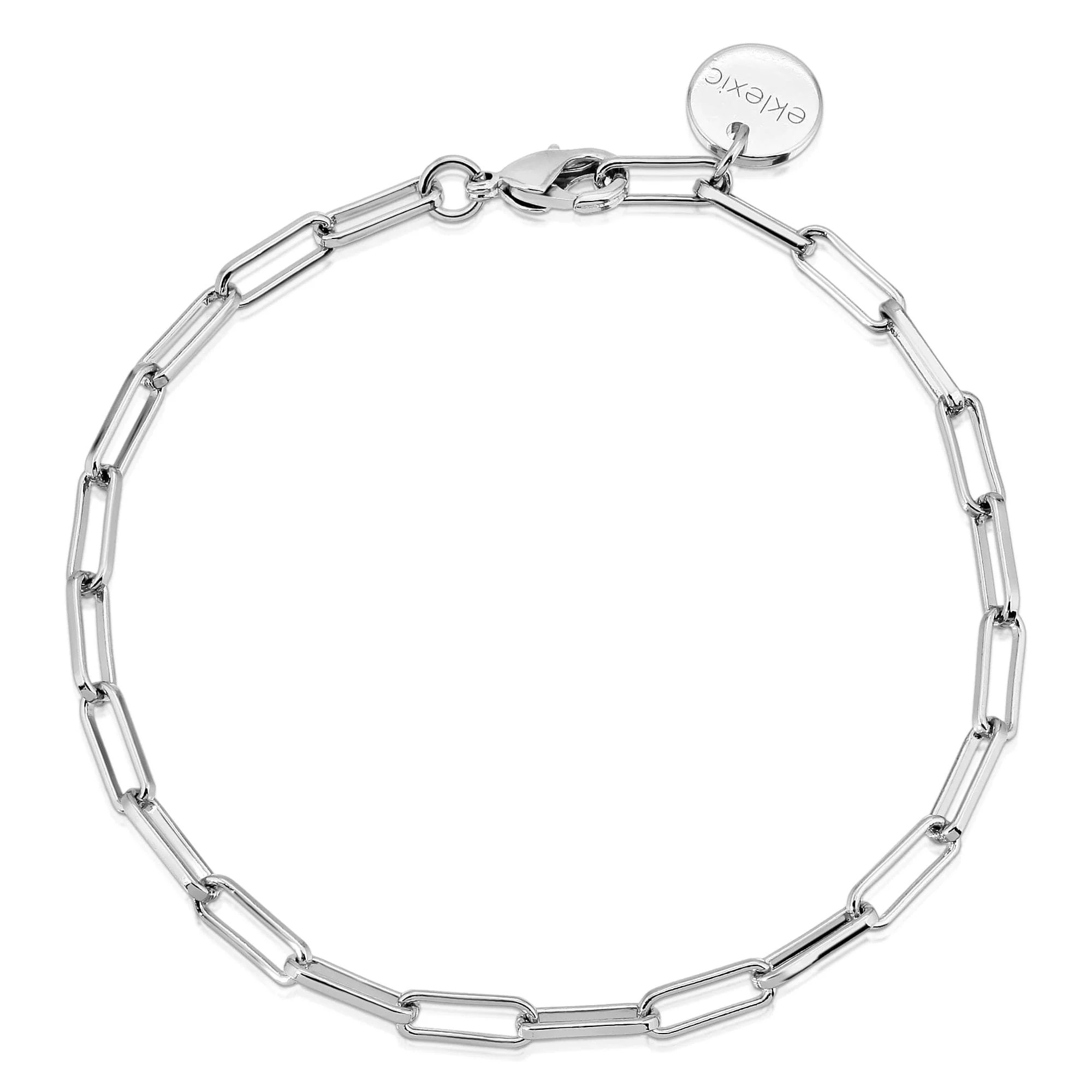 Silver Elongated Link Chain Bracelet | Eklexic