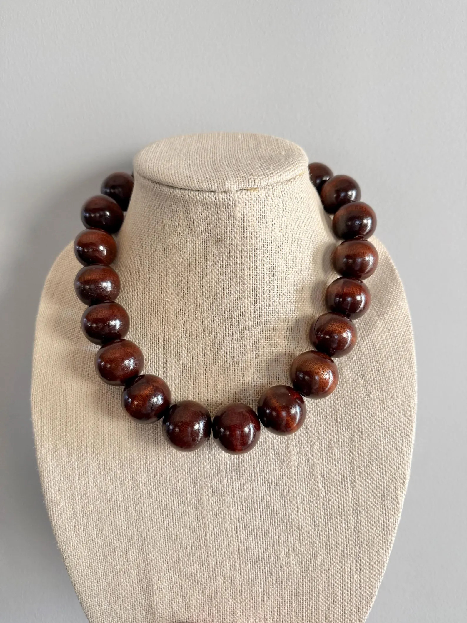Chunky brown wood bead necklace for women and men, round dark brown beads boho earthy neutral sta... | Etsy (Global)