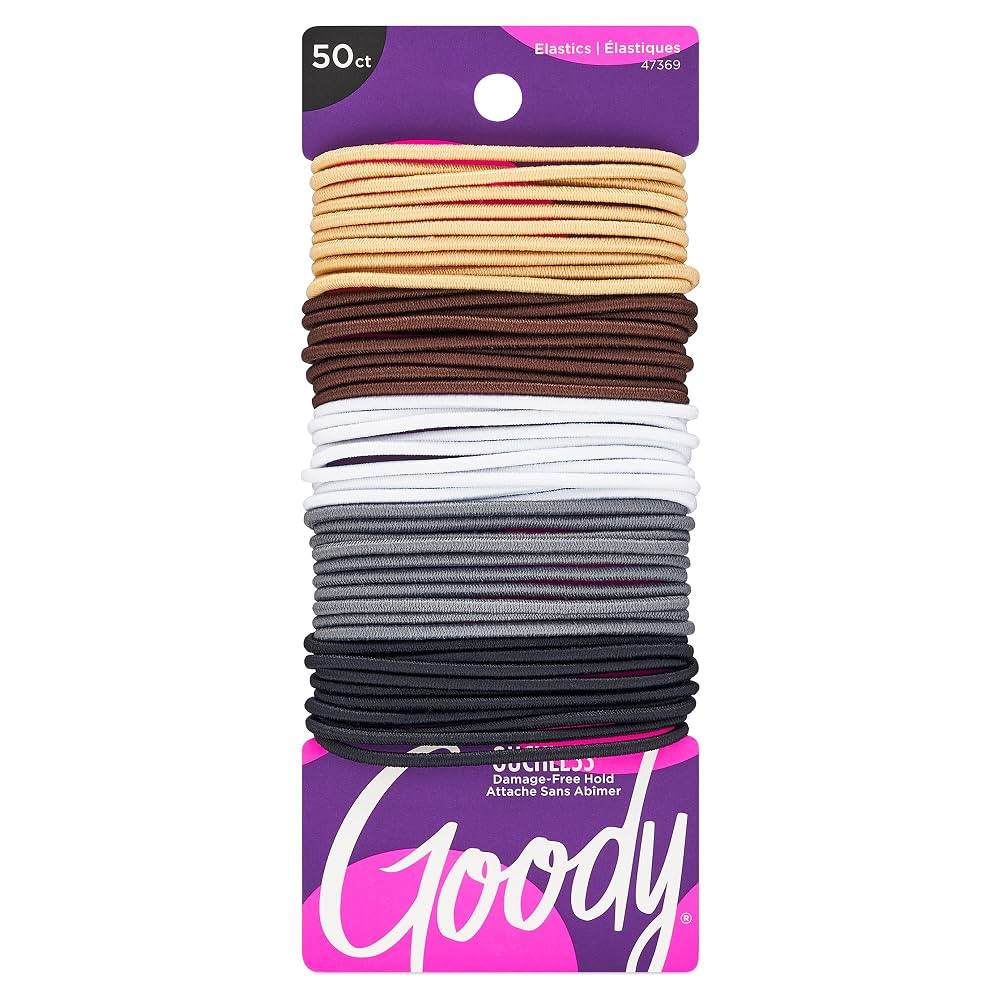 Goody Ouchless Elastic Hair Ties - 50 Ct, Assorted Neutrals, 2MM Rubber Bands for Hair, Pain-Free... | Amazon (US)