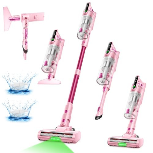 Trucozie Cordless Vacuum Cleaner, Self-Standing Lightweight Stick Vacuum with 50 mins Runtime, Powerful Suction, Anti-Tangle Wireless Vacuum for Home, Hardwood Floor, Carpet, Pet Hair, Pink | Amazon (US)