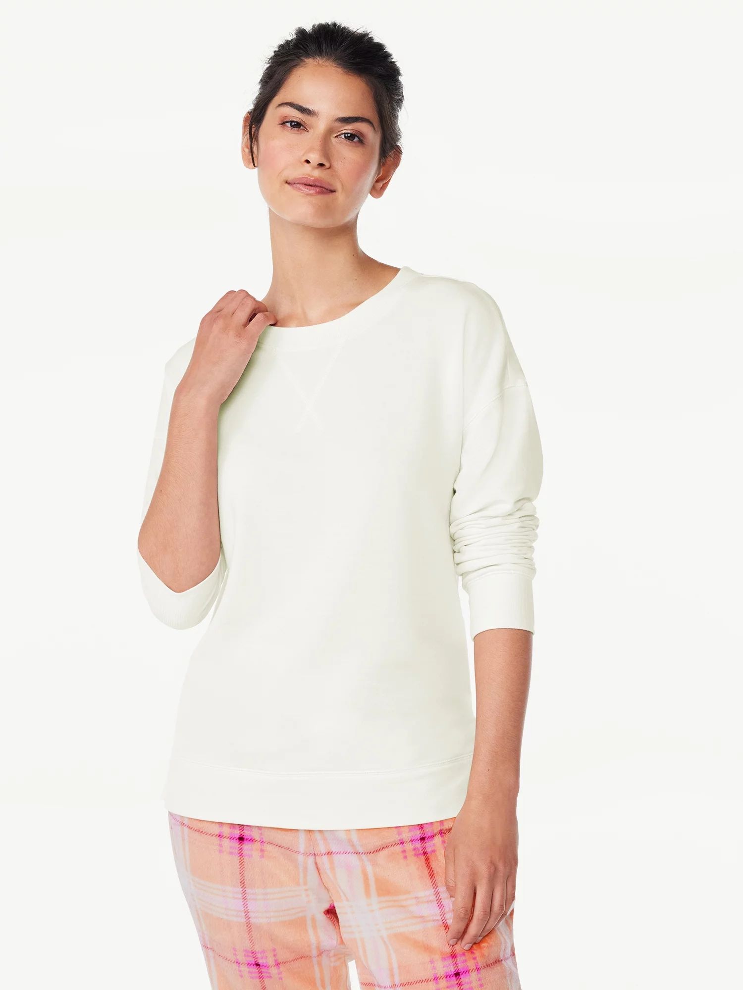 Joyspun Women's French Terry Sleep Top with Long Sleeves, Sizes XS to 3X - Walmart.com | Walmart (US)