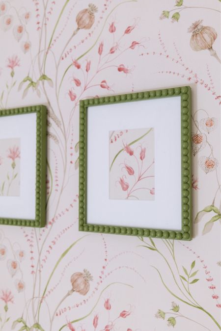 I was having trouble finding art for the pink and green room that went well with the wallpaper.. then it hit me. Frame the art! It will blend perfectly and help it highlight the florals as well! Here my little DIY project! What do you think? Everything is linked on my LTK! 

#LTKhome