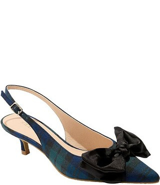 Debra Tartan Plaid Satin Bow Slingback Kitten Heel Pumps | Dillard's