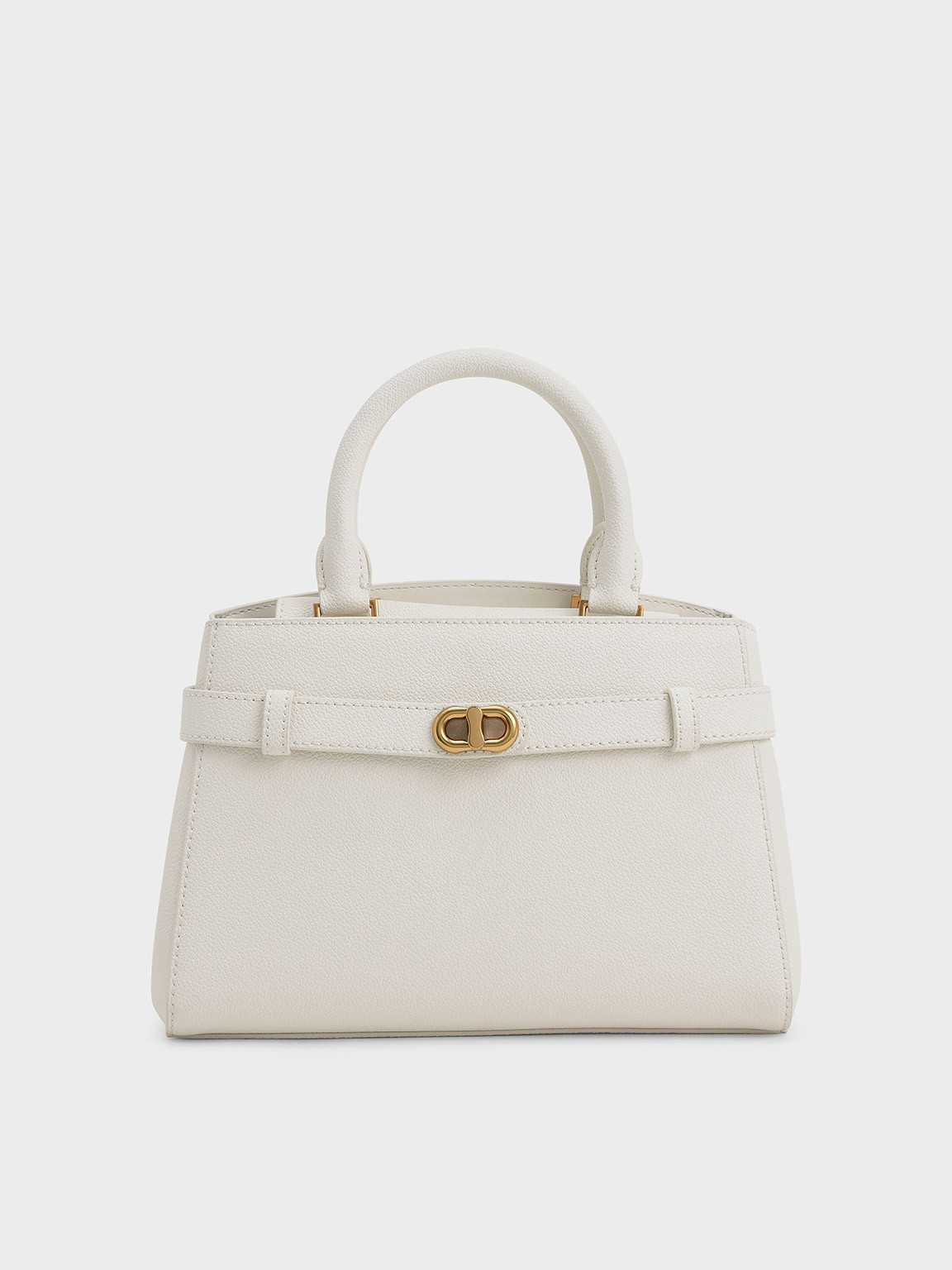 Cream Aubrielle Metallic-Accent Belted Bag | CHARLES & KEITH | Charles & Keith EU