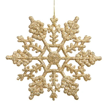 Vickerman 6.25"" Gold Glitter Snowflake Ornament 12/Pvc Box | Walmart (US)