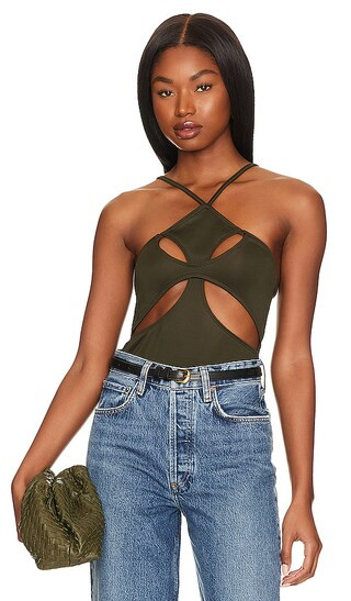 Fleur Bodysuit in Olive | Revolve Clothing (Global)