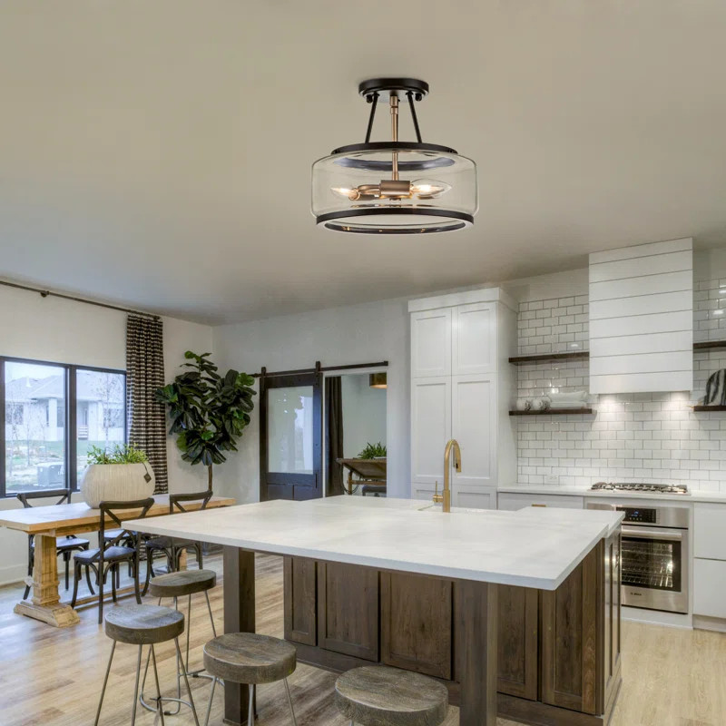 Akima Glass Semi Flush Mount | Wayfair North America