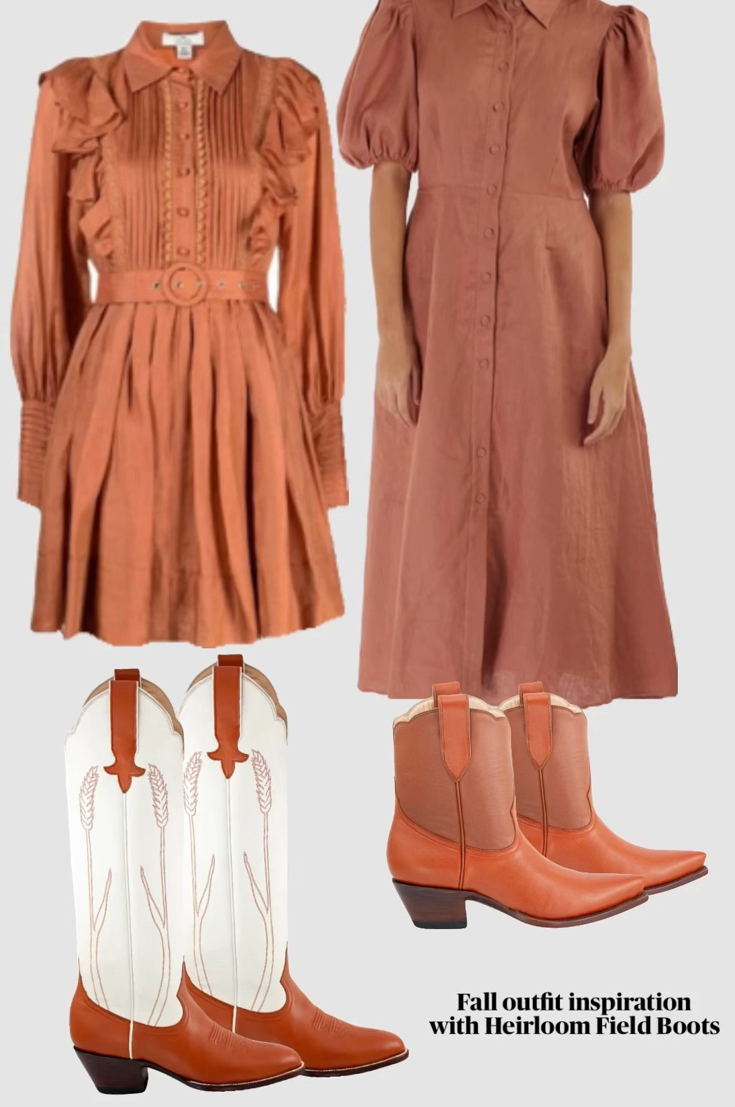 ✨ Fall Outfit Inspiration ✨  

Forever loving Heirloom Field cowgirl boots paired with caramel-colored dresses!  

Why I’m loving….
- Cowboy Boots are perfect for adding a touch of Western charm to your look
- These looks are stylish yet comfortable for Wedding Guest Outfits
- These are timeless looks that work beautifully for fall-themed or year round Family Photo Ideas

#LTKHoliday #LTKSeasonal #LTKWedding