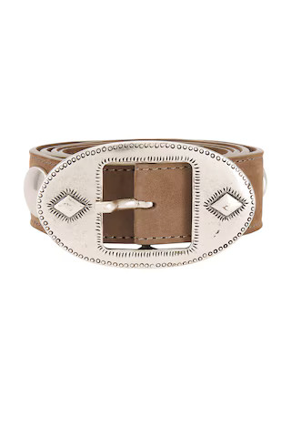 Tucker Concho Nubuck Belt in Taupe & Silver | Revolve Clothing (Global)