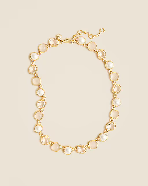 Pearl and stone station necklace | J. Crew US