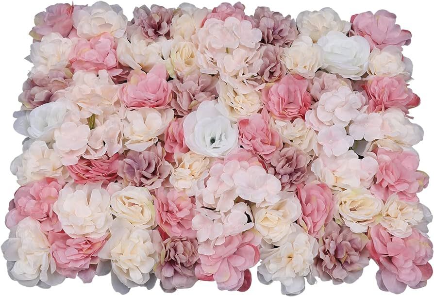 12 Pcs Artificial Flowers Wall Romantic Flower Wall for Background Decoration Silk Flower Roses W... | Amazon (US)