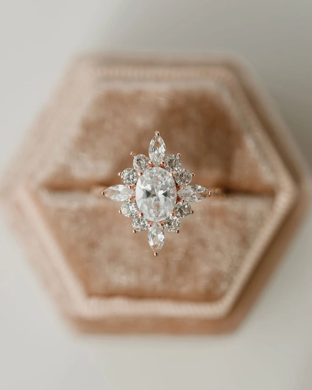 Vintage Engagement Ring Cubic Zirconia Engagement Ring Rose Gold CZ Wedding Ring Engagement Ring ... | Etsy (US)