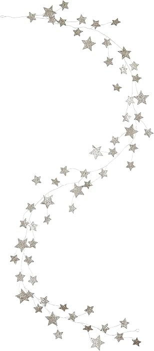 Creative Co-Op 72" Star Shaped Garland with Glitter, Silver | Amazon (US)