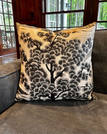 For the Modern Traditional Home- This stunning linen blend pillow features a large-scale scenic design inspired by the exotic rainforests of Australia. The centerpiece of this breathtaking fabric is a majestic Japanese pine tree with fan-shaped needles. Available in a range of color ways: Blue, Grey, Aqua, Fuschia, and Blue on White. 

Key Features:
-Made from a high-quality linen blend (55% Linen, 45% Cotton) for a natural, textured look and feel
-Large-scale scenic design featuring a Japanese pine tree and lush foliage
-Available in multiple colorways to match your home decor
-Each pillow cover is made to order for a personalized touch
Custom sizes available upon request
-Concealed invisible zipper on bottom seam for a clean finish
-Designer fabric for a unique and stylish accent piece


#LTKhome