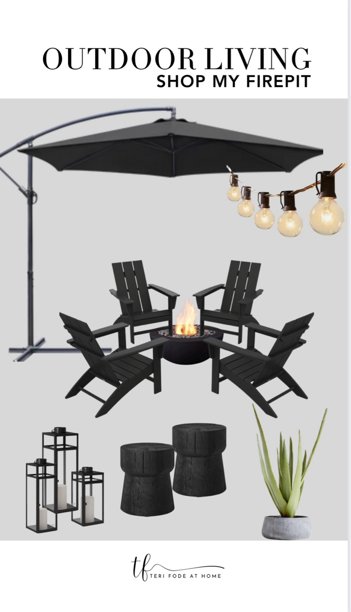 These Adirondack chairs are the best investment we made for our backyard oasis! They are weatherproof and do not need to be covered during winter! They wipe easily and are so comfortable. I love this modern style with the straight back. These side tables that look like blackened oak stumps are so perfect as an accent with the fire pit area! 

#LTKSeasonal #LTKHome