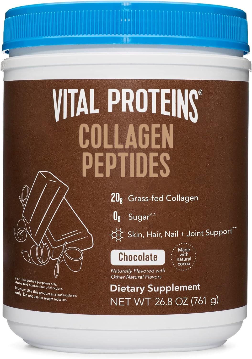 Vital Proteins Chocolate Collagen Powder Supplement (Type I, III) for Skin Hair Nail Joint - Hydr... | Amazon (US)