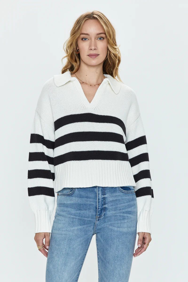 Arlo Polo Sweater - Midnight Cream Stripe | Pistola Denim