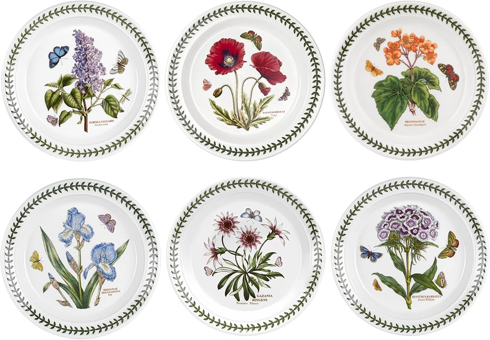 Portmeirion Botanic Garden 8.5" Salad Plates - Set of 6 | Assorted Floral Motifs | Fine Earthenwa... | Amazon (US)