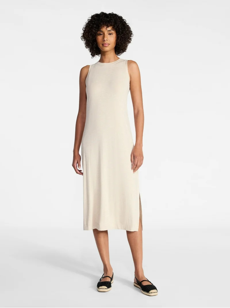 Time and Tru Women's Sleeveless Midi Column Dress, Sizes XS-XXXL | Walmart (US)