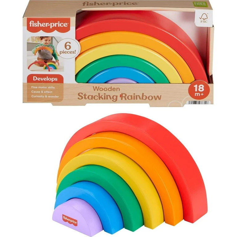 Fisher-Price Wooden Stacking and Nesting Rainbow Building Toy for Toddlers, 6 Wood Pieces, 18 mon... | Walmart (US)