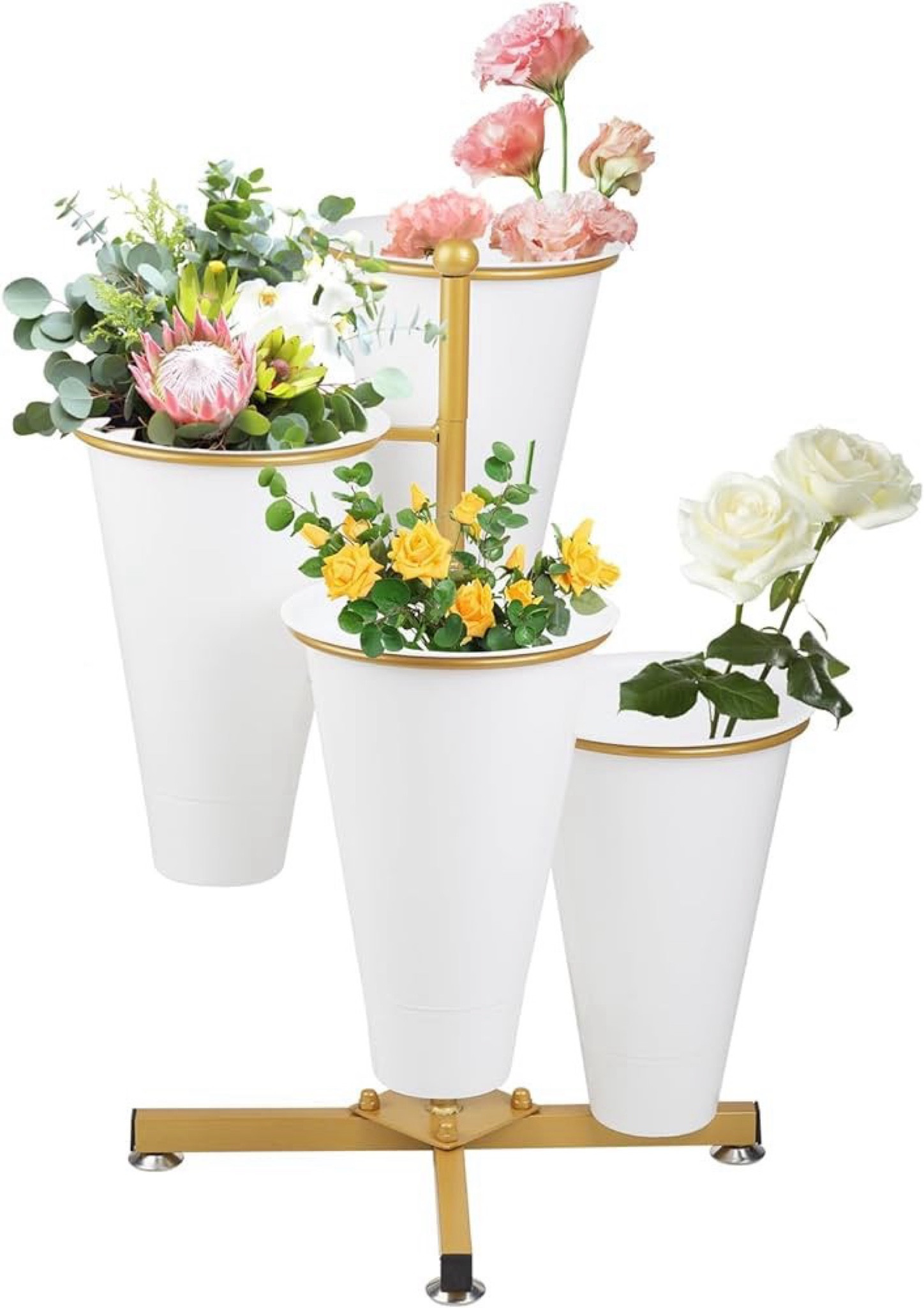 Flower Display Stand with 4 Bucket,Floral Stand with Foldable Frame for Silk Fresh Flowers,4 Tier Florist Shelf Plant Cart for flower shop Garden Living Room,Easy to Install (Gold Shelf+ White Bucket)

#LTKparties #LTKFestival #LTKwedding