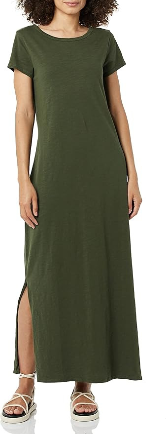 Daily Ritual Women's Lived-in Cotton Relaxed-Fit Short-Sleeve Crewneck Maxi Dress | Amazon (US)