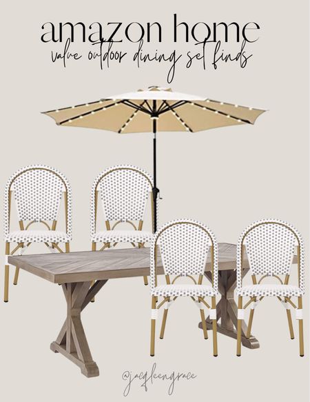 Value outdoor dining set. Budget friendly finds. Coastal California. California Casual. French Country Modern, Boho Glam, Parisian Chic, Amazon Decor, Amazon Home, Modern Home Favorites, Anthropologie Glam Chic. 

#LTKFind #LTKSeasonal #LTKstyletip