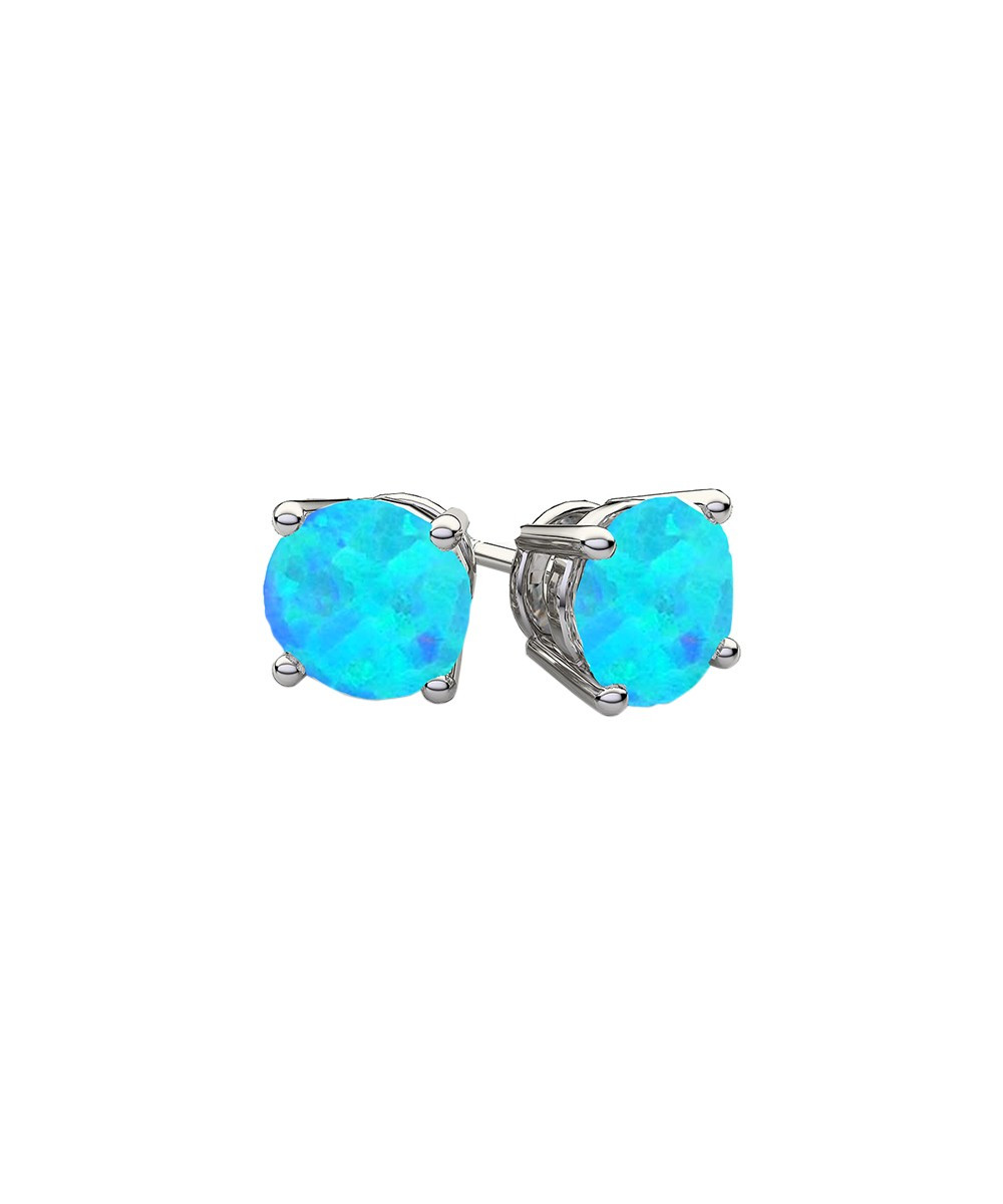 Blue Opal & Sterling Silver Stud Earrings | zulily