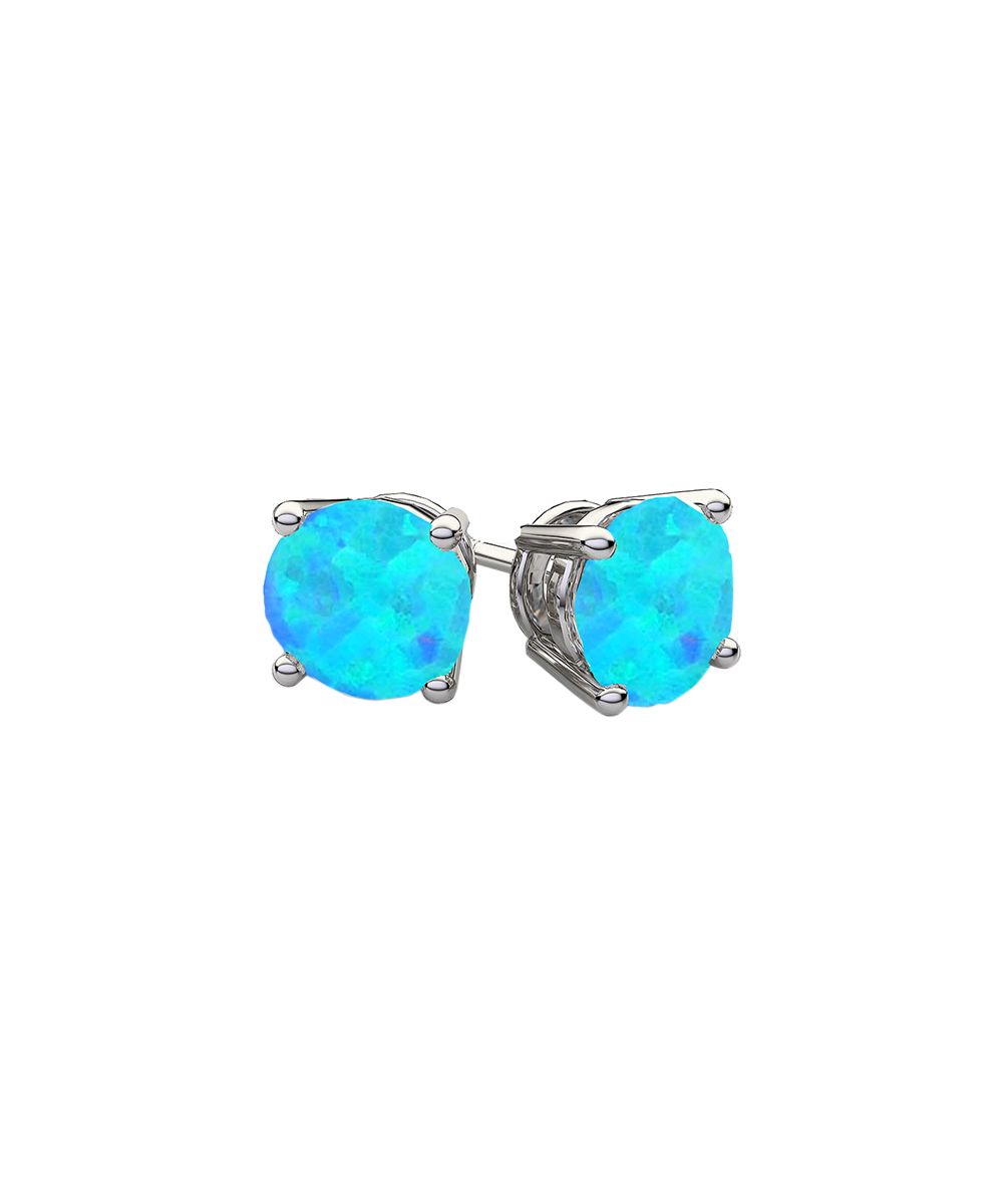 Blue Opal & Sterling Silver Stud Earrings | zulily