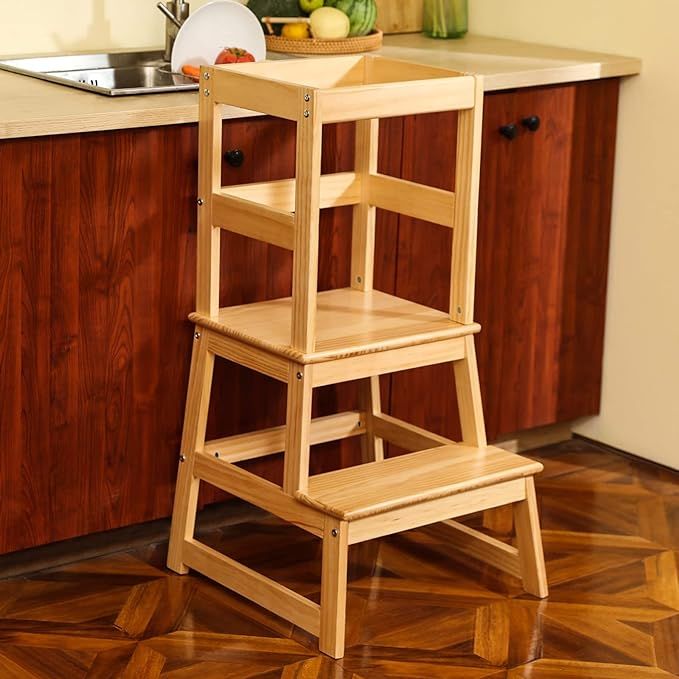 Kitchen Step Stool for Kids with Safety Rail,Toddler Standing Tower for Kitchen Counter, Baby Mon... | Amazon (US)