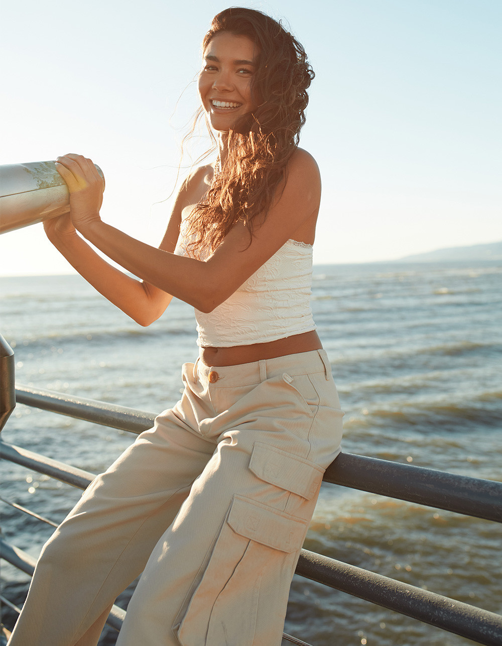 RSQ Womens Mid Rise Wide Leg Twill Cargo Pants | Tillys