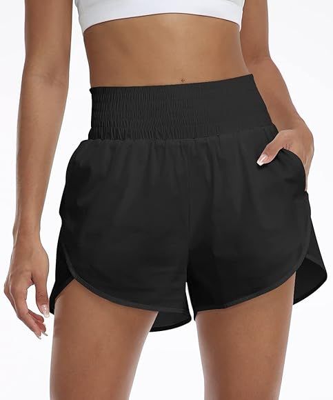 AUTOMET Women's Athletic Shorts High Waisted Running Shorts Gym Workout Shorts Casual Comfy Sport Sh | Amazon (US)