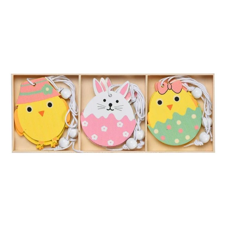 Hallops Wooden Tags for Easter - Bunny Cutouts Easter Tree Ornaments - Hanging Easter Decorations... | Walmart (US)