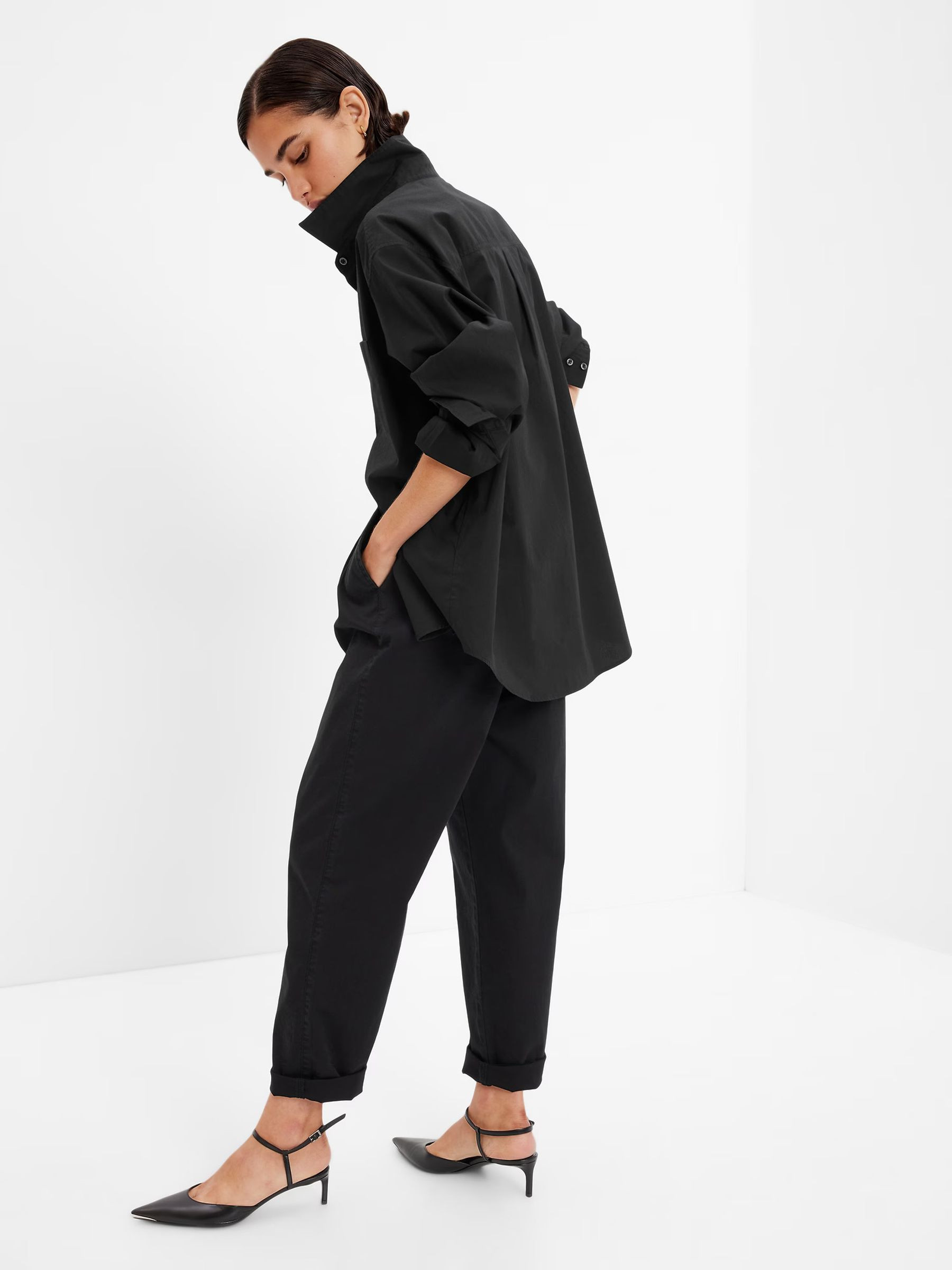 Black Cotton Poplin Big Shirt | Gap | GAP UK