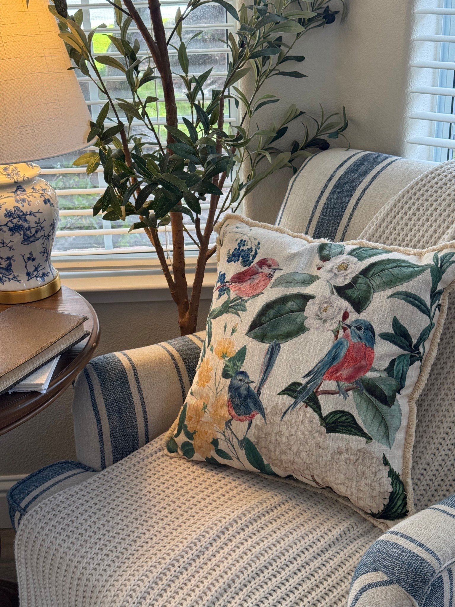 These Walmart throw pillows came in a two pack and are under $25 which honestly feels illegal 🛋️✨ They’re perfect for accent chairs and those random seats that need a little pop of color without committing to anything crazy. Easy, neutral, cozy, and they instantly make a space feel more styled.

I’ll tag everything else I can in this photo too including one of my all time favorite lamps, the pedestal table that is hands down my favorite piece in this room, and yes… the olive tree 🌿 I’m still on the fence about keeping it so if you’re team olive tree, tell me because I truly cannot decide if it’s my vibe or not 🤍

#LTKHome #LTKSaleAlert #LTKSeasonal