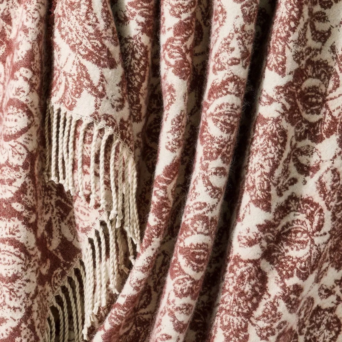 Block Print Jacquard Throw Blanket Burgundy - Threshold\u2122 designed with Studio McGee | Target