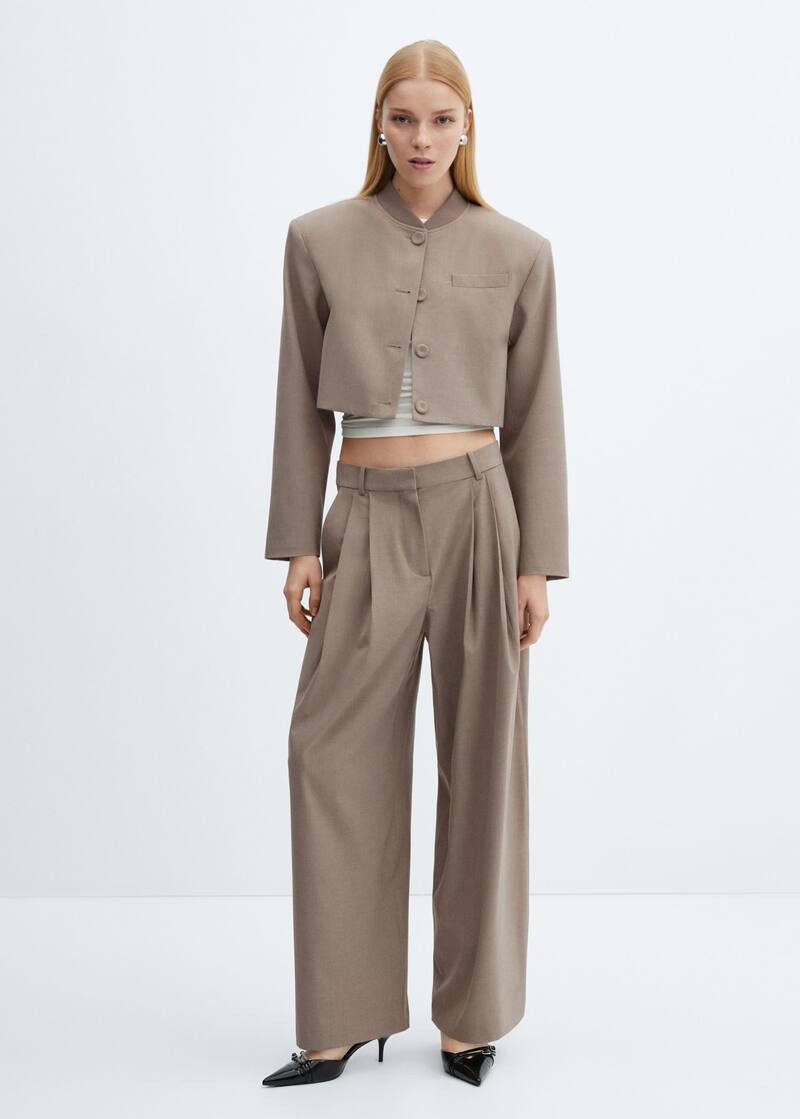 Buttoned cropped jacket -  Women | Mango USA | MANGO (US)