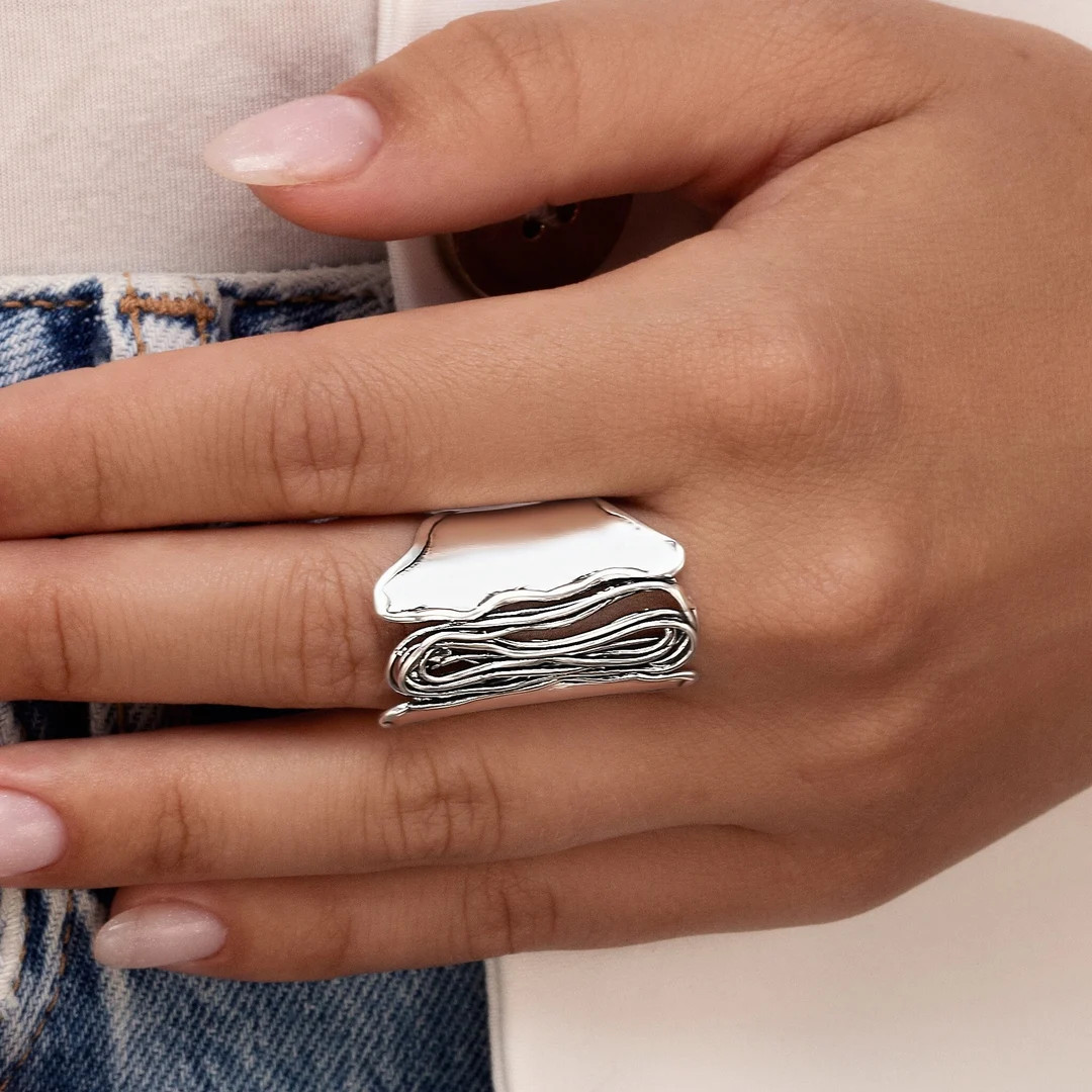 Contemporary Silver Ring, Wide Ring, Artistic Ring, Large Silver Rings, Statement Ring, Chunky Si... | Etsy (US)