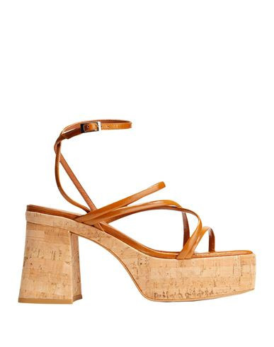 8 By Yoox Cork Heel Sandals Woman Sandals Tan Size 10 Calfskin, Cork | YOOX (US)